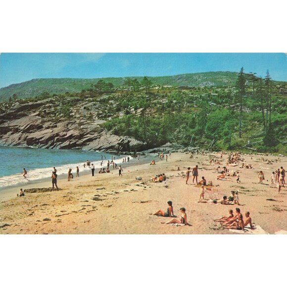 Postcard Sand Beach Bar Harbor Acadia Nat'l Park Maine Chrome Unposted 1939-1970 - Picture 1 of 2